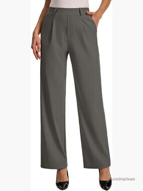 Wide Leg Dress Pants High Waisted Stretchy Work Trousers with Pockets